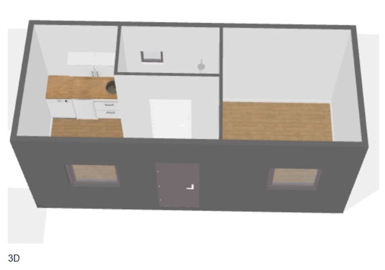 Contenitore sociale attrezzato di 21 m² – WC, cucina e spogliatoio