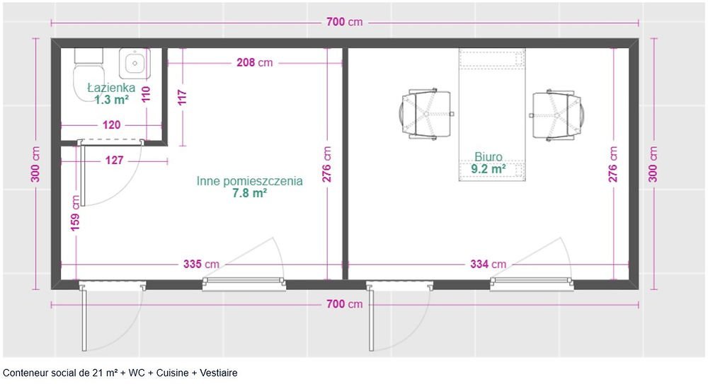 Contenitore sociale di 21 m² –, WC e spogliatoio - immagine 5
