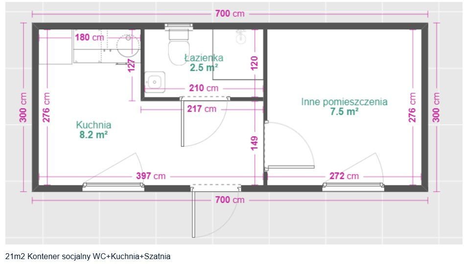 Contenitore sociale attrezzato di 21 m² – WC, cucina e spogliatoio - immagine 7